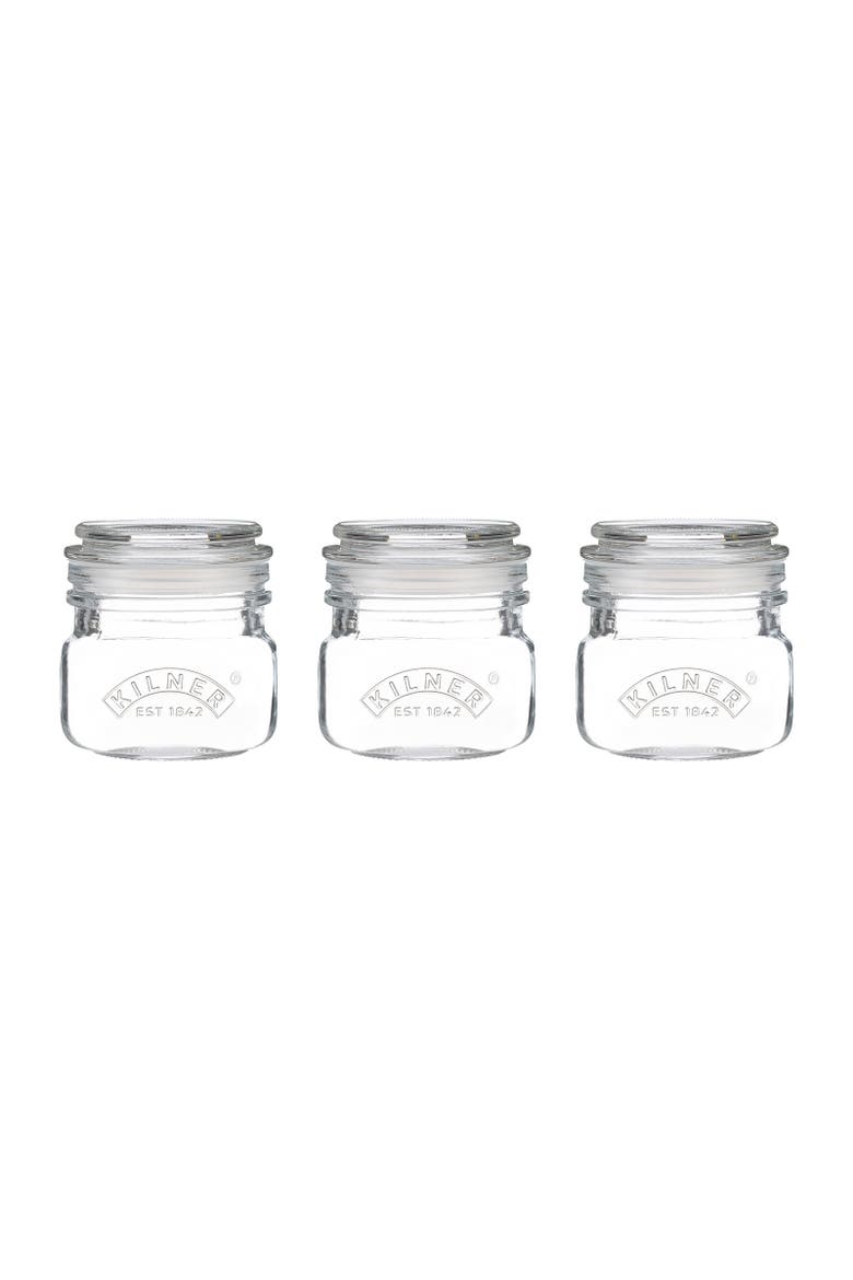 Square Push Top Storage Jars, Set of 3, 8.5 ounce, Main, color, Clear
