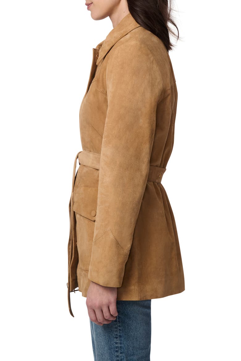 Belted Suede Jacket, Alternate, color, BRICK
