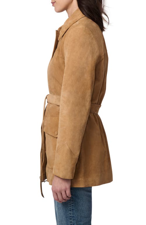 Bernardo Belted Suede Jacket In Brick