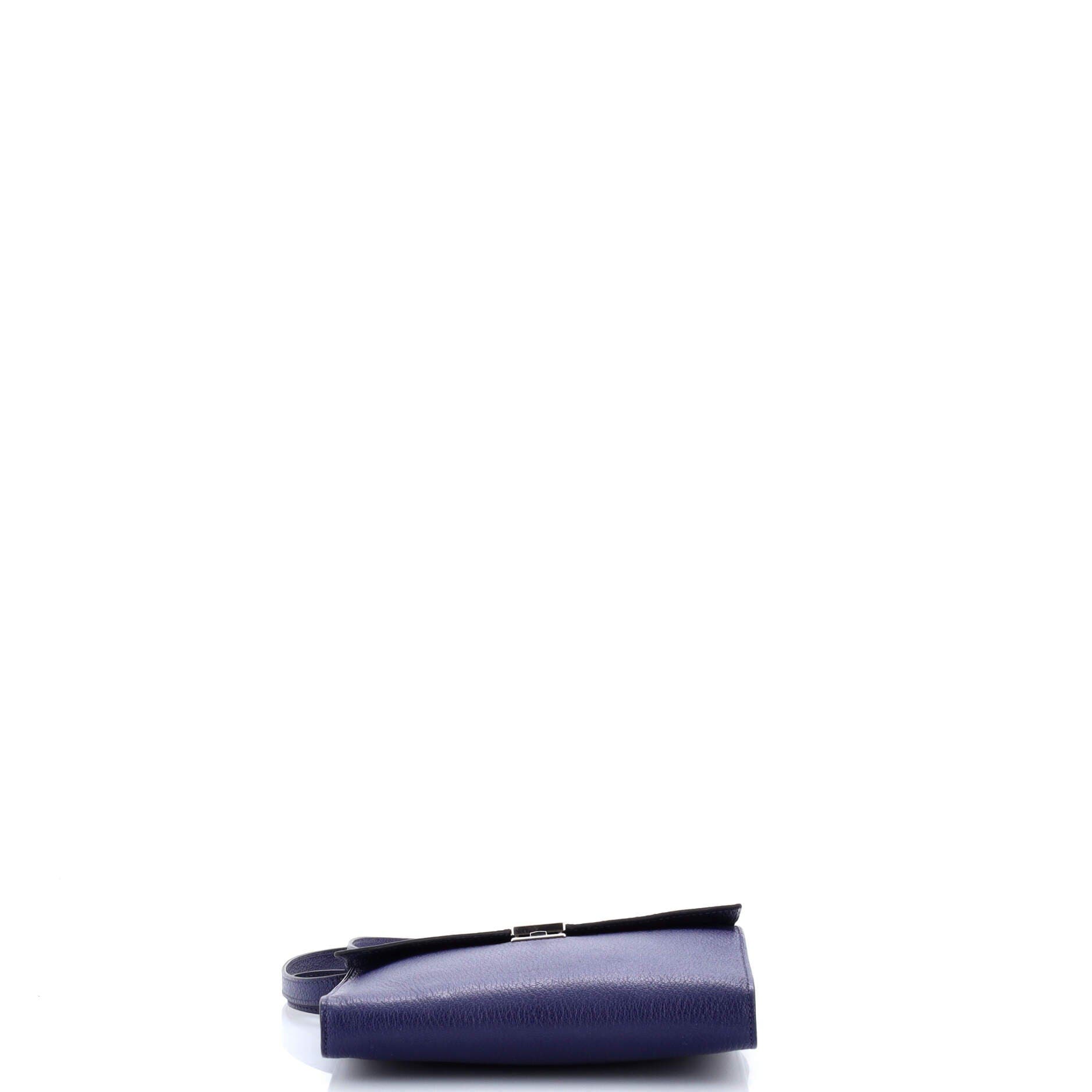 Pre-Owned Hermes Clic Wallet on Strap Chevre Mysore 16, Alternate, color, Bleu Encre