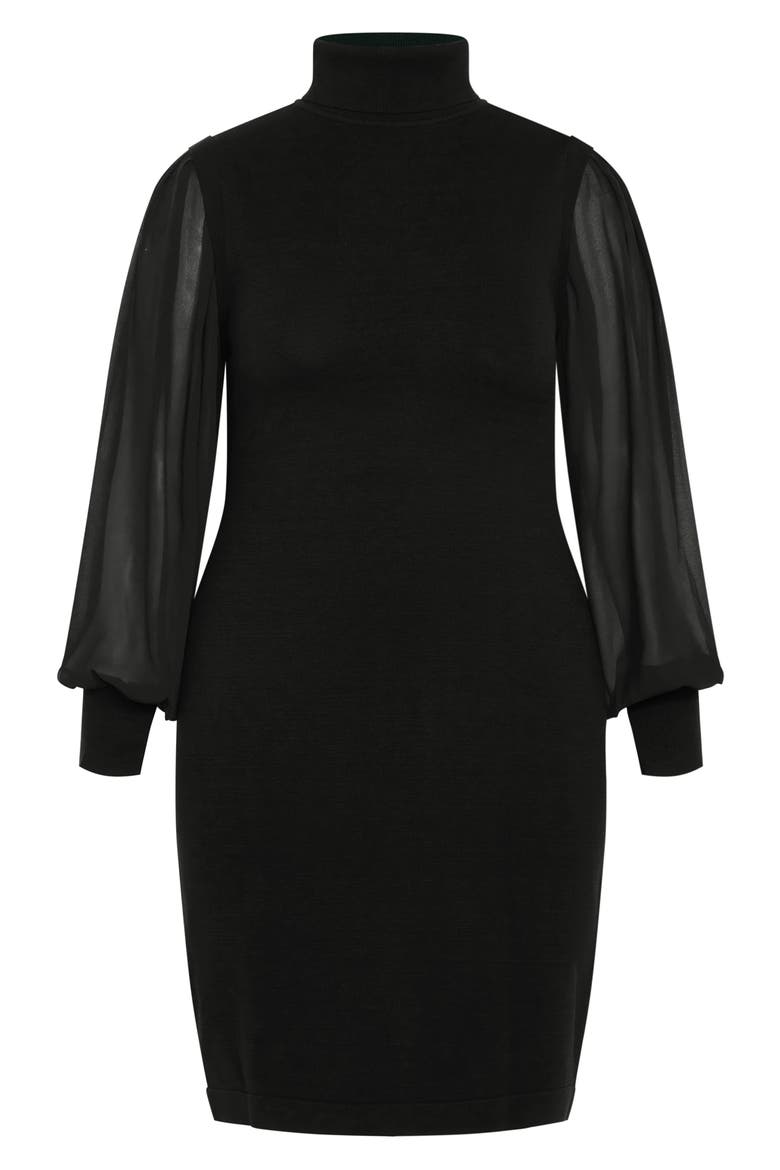 Tahlia Sheer Long Sleeve Sweater Dress, Alternate, color, BLACK