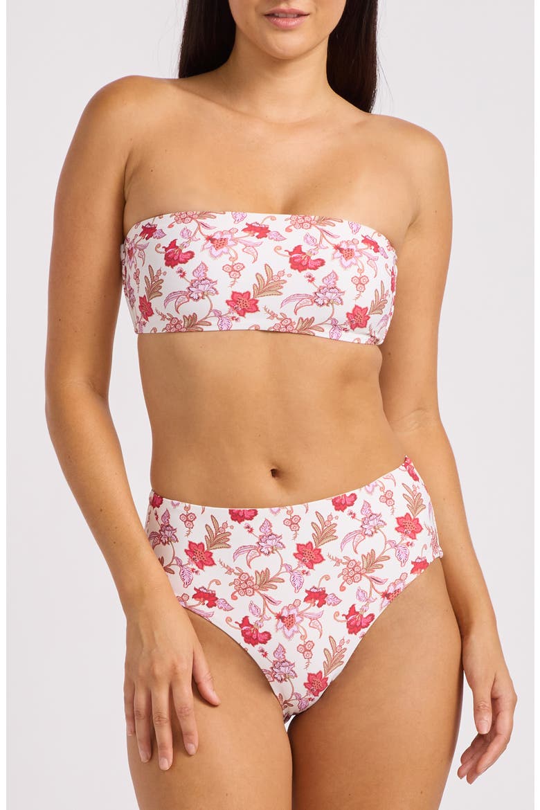 Floral High Waist Bikini Bottoms, Alternate, color, ECRU