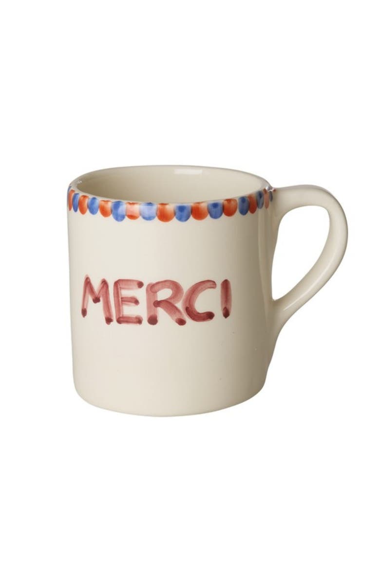 10004222 Ceramic Mug Hand Painted Merci, Main, color, Beige