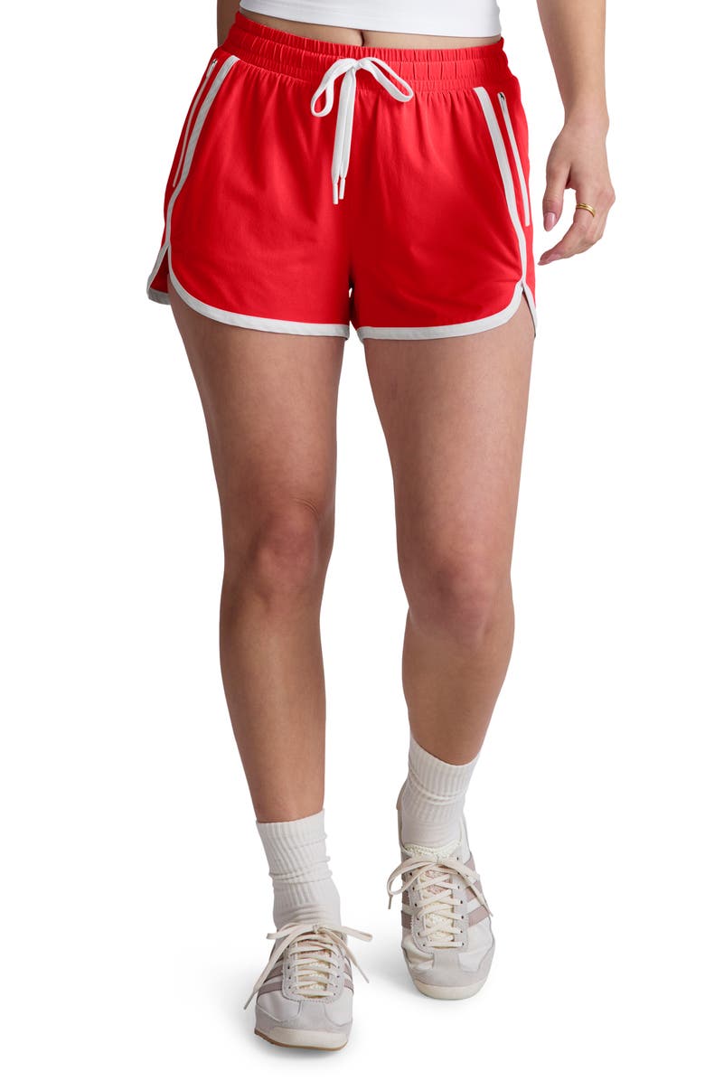 Beyond Yoga Tie Waist Course Shorts, Main, color, Chilli Red