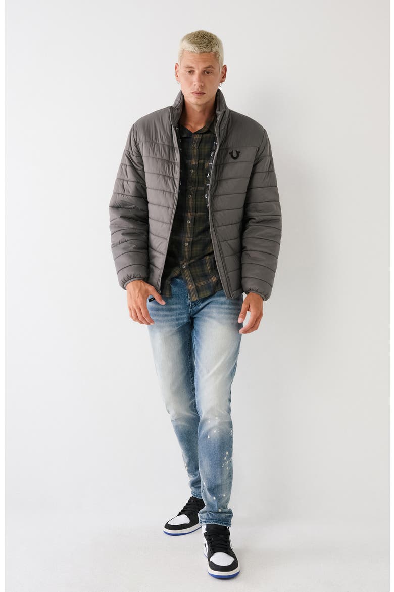 Long Sleeve Puffer Jacket, Alternate, color, GRANITE GRAY