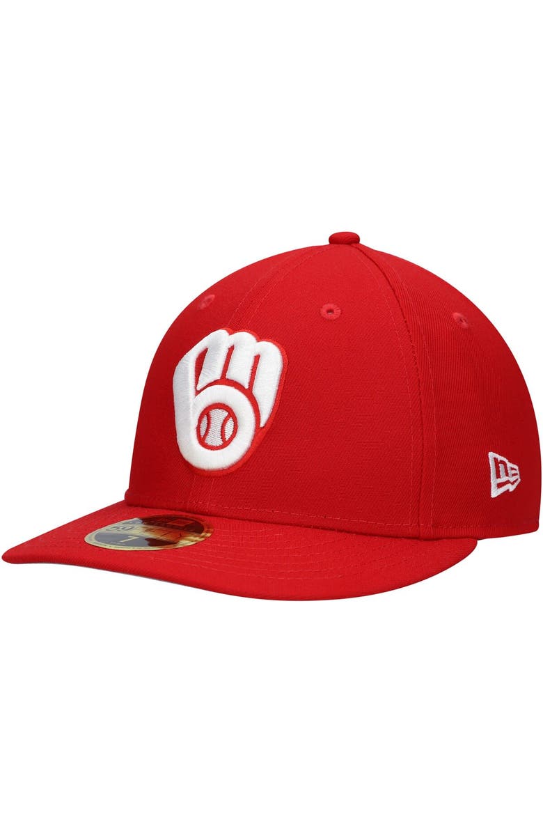 New Era Men's New Era Scarlet Milwaukee Brewers Low Profile 59FIFTY Fitted Hat, Main, color, Scarlet