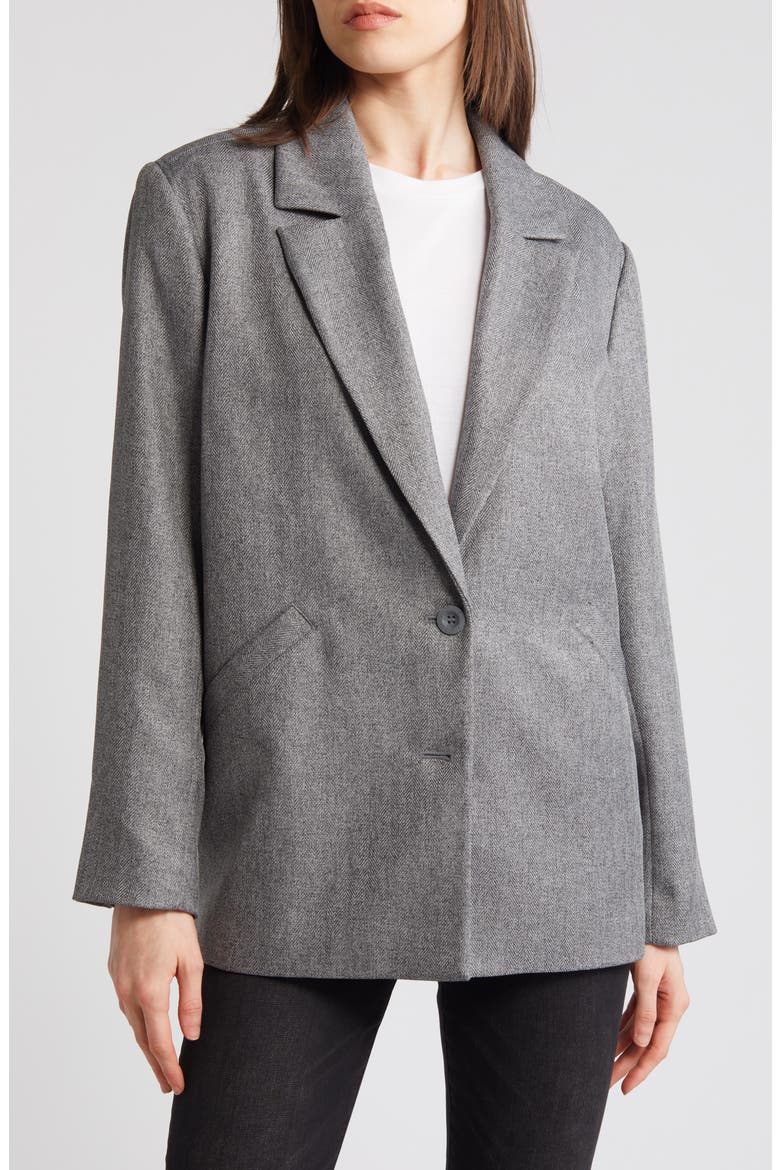 Herringbone Oversize Blazer, Alternate, color, GREY MEDIUM CHARCOAL COMBO