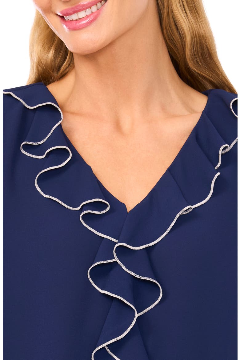 Ruffle V-Neck Top, Alternate, color, CLASSIC NAVY