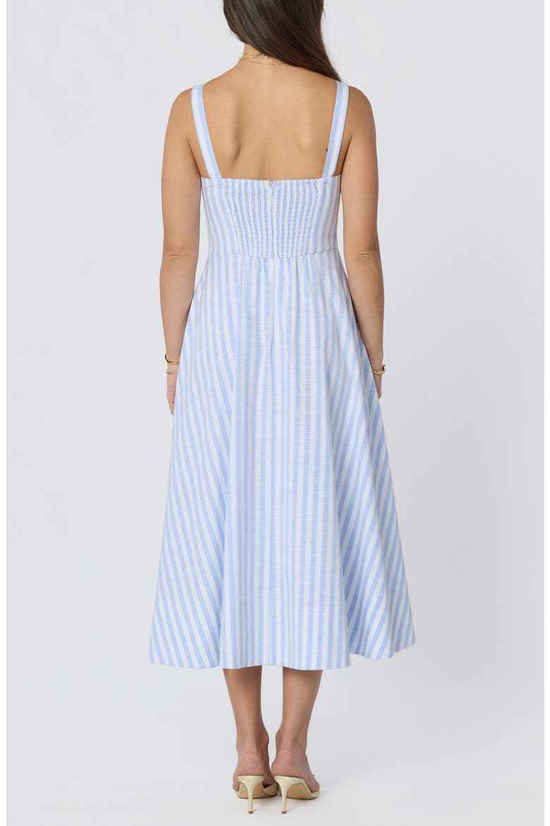 Isabela Stripe Sweetheart Neck Midi Dress, Alternate, color, BLUE STRIPE