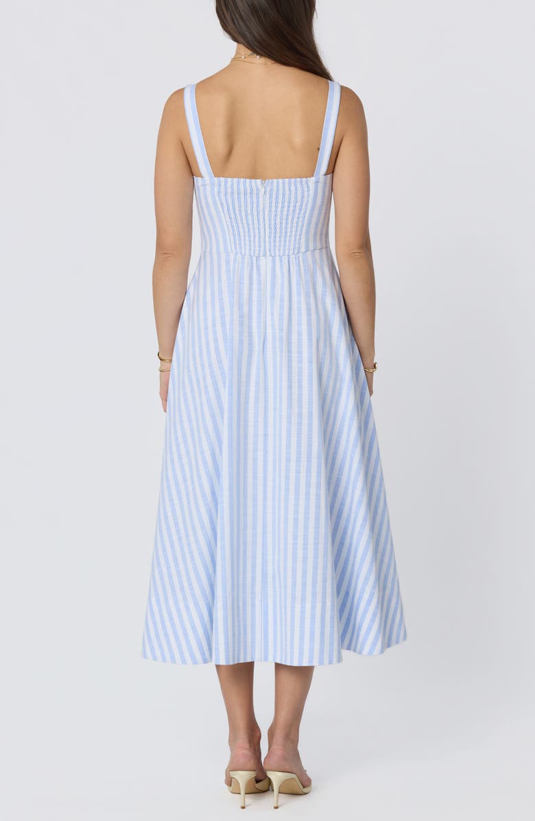 ASTR the Label Isabela Stripe Sweetheart Neck Midi Dress, Alternate, color, Blue Stripe