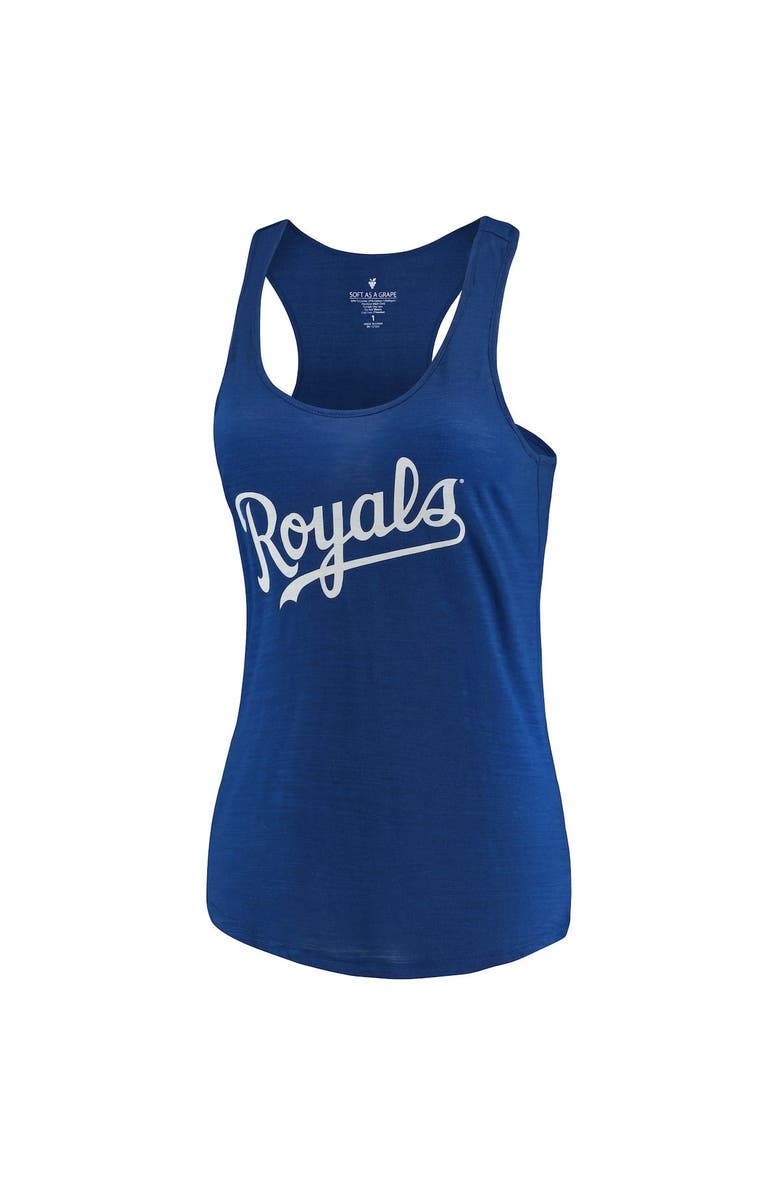 SOFT AS A GRAPE Women's Soft as a Grape Royal Kansas City Royals Plus Size Swing for the Fences Racerback Tank Top, Alternate, color, 
