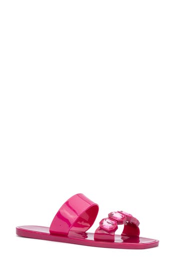 New York And Company Chantalle Jeweled Slide Sandal In Fuchsia