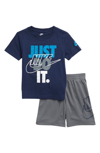 Nike Kids'  Just Do It T-shirt & Shorts Set In Gray