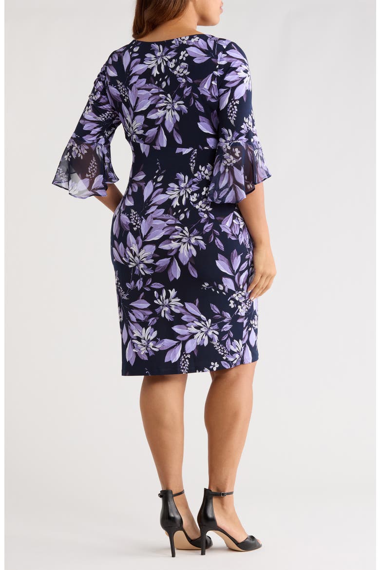 Bell Sleeve Faux Wrap Dress, Alternate, color, LILAC
