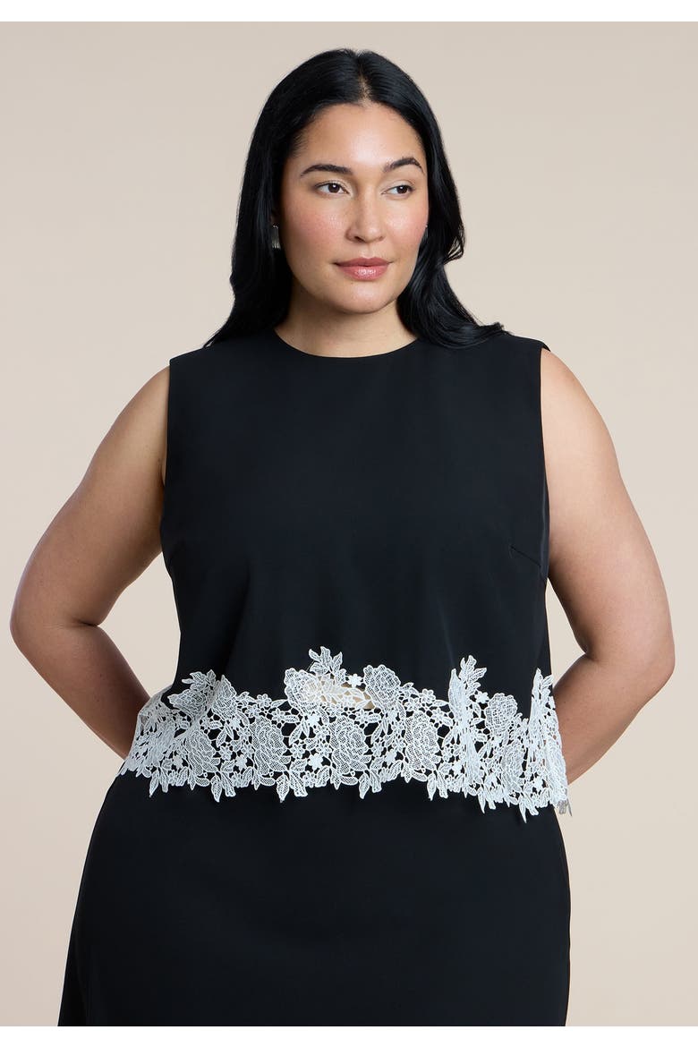 Sleeveless Lace Trimmed Top, Main, color, BLACK ONYX