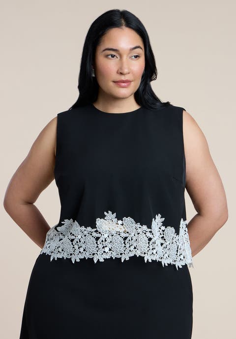 Sleeveless Lace Trimmed Top