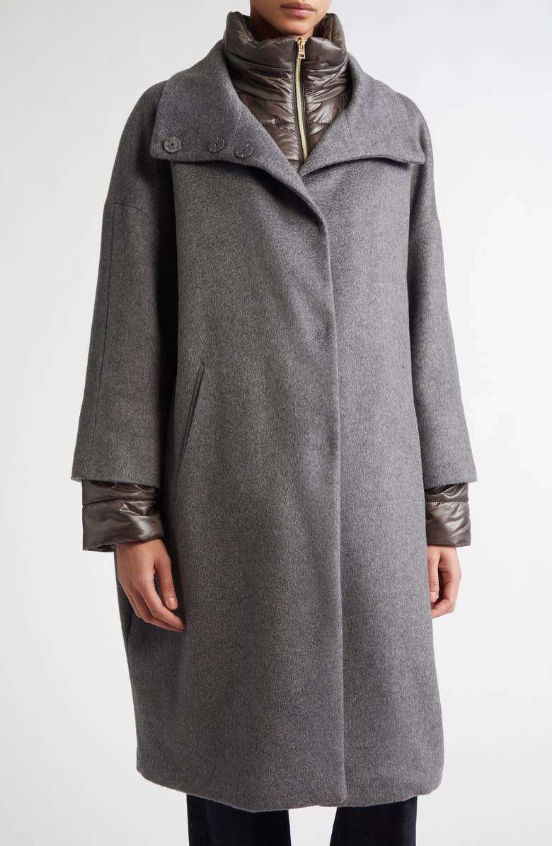 Herno Cashmere Coat with Removable Puffer Jacket, Main, color,