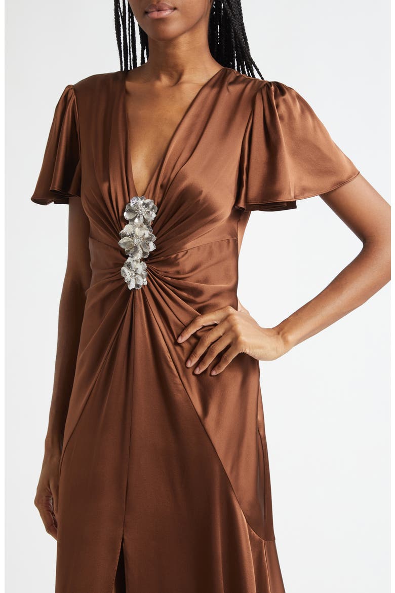 Kordyn Silk Maxi Dress, Alternate, color, DARK SEPIA