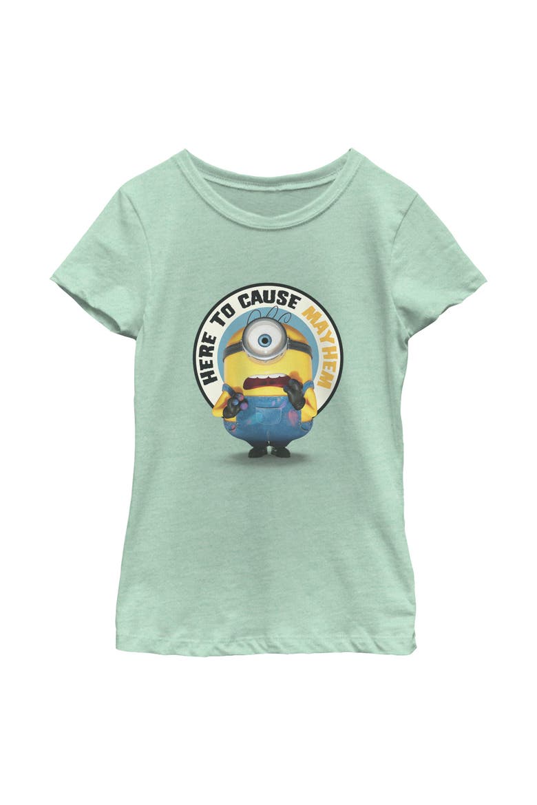Girl's Minions & Monsters Here To Cause Mayhem  Graphic T-Shirt, Main, color, Mint