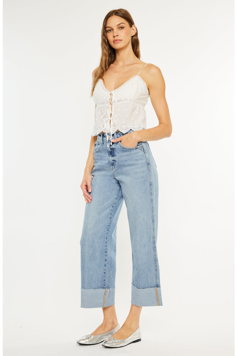 Alfie 90s High Rise Cropped Wide Leg Jeans, Alternate, color, Medium Wash