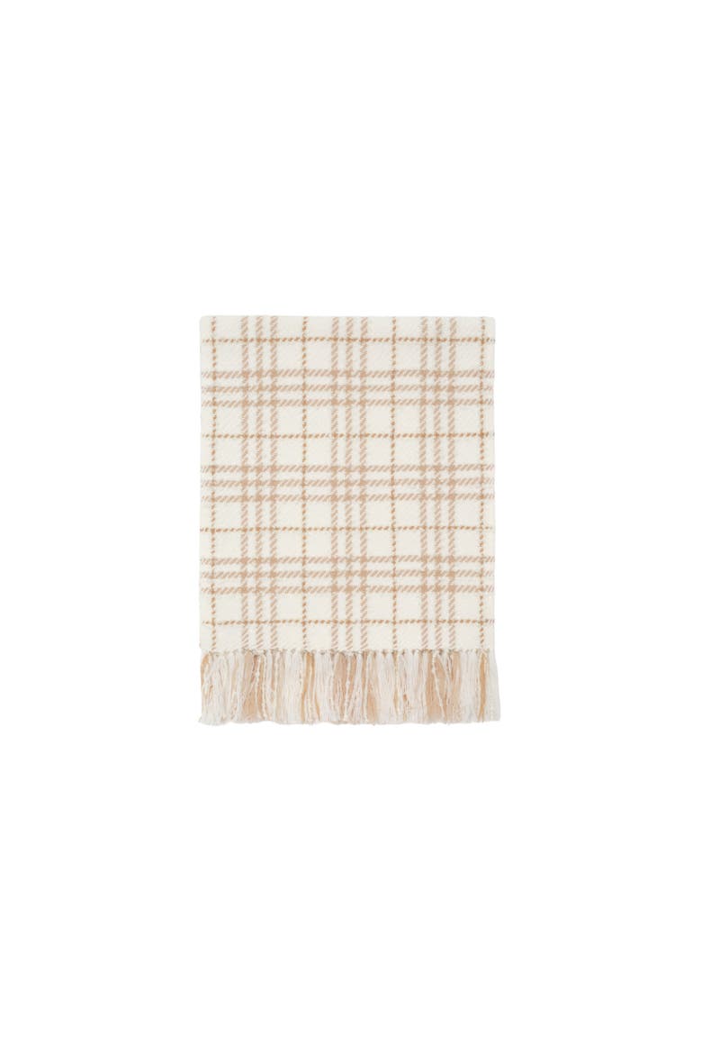Embellished Check Bouclé Scarf, Alternate, color, Natural white