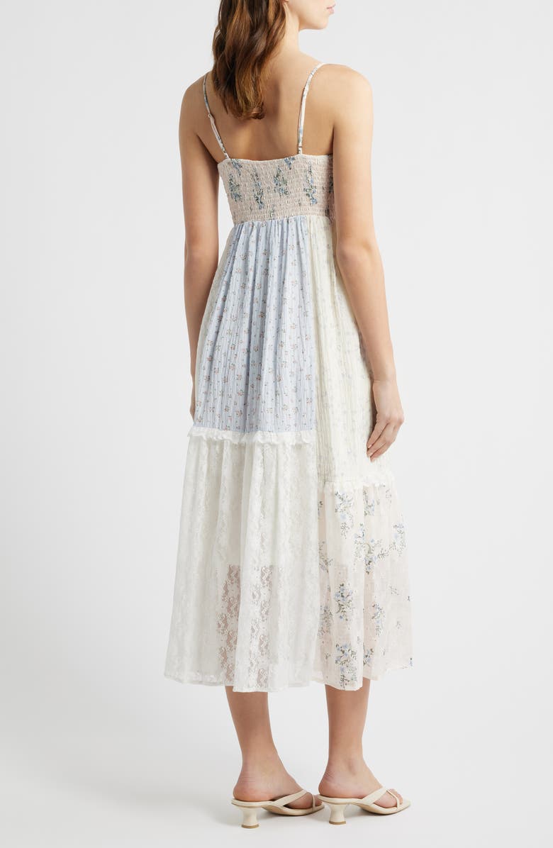 All in Favor Sweetheart Neck Patchwork Midi Dress, Alternate, color, Blue Patchwork