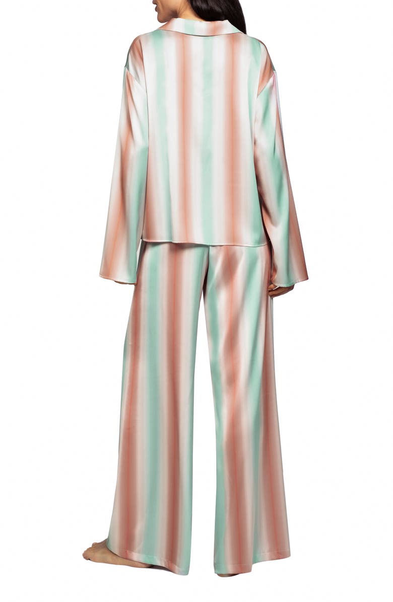 Midnight Bakery Stripe Satin Pajamas, Alternate, color, Mint