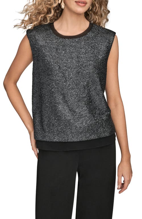 Donna Karan New York Metallic Sleeveless Top In Silver