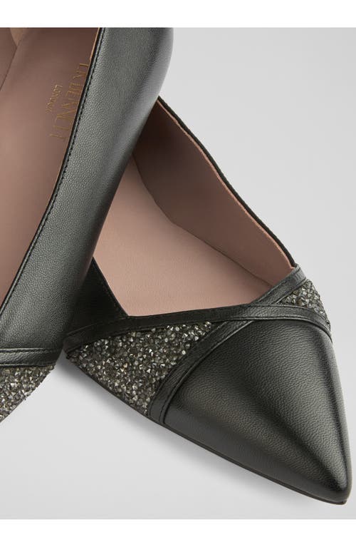 Lk Bennett Diane Crystal Pointed Toe Flat In Black
