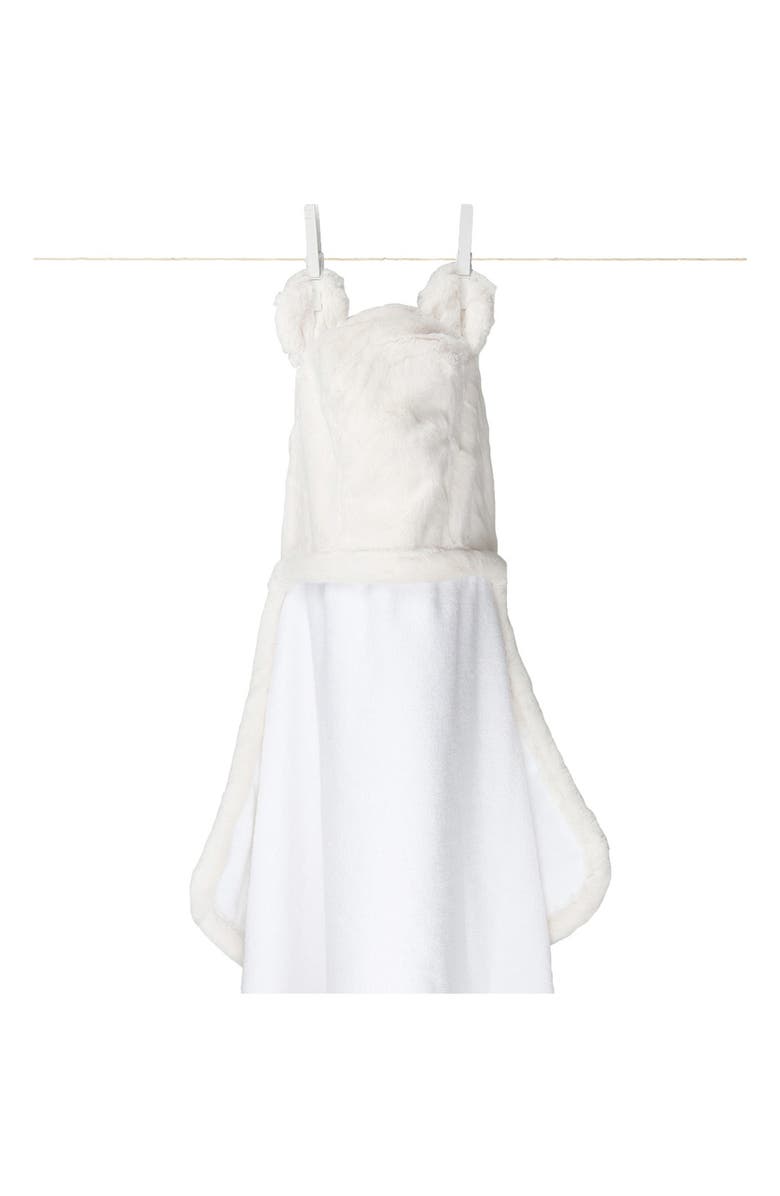 Little Giraffe Luxe Faux Fur Hooded Towel, Alternate, color, Cream