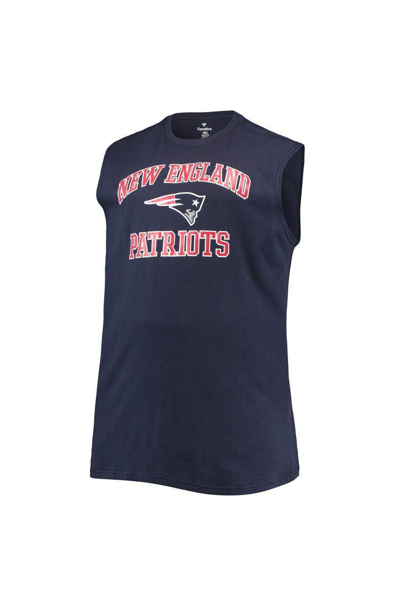 PROFILE Men's Navy New England Patriots Big & Tall Muscle Tank Top, Alternate, color,