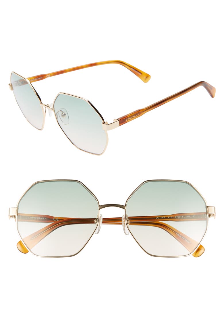 Le Pliage 57mm Gradient Octagonal Sunglasses, Main, color, DEEP GOLD