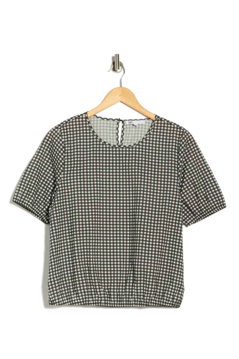 Floral Bubble Hem Top, Alternate, color, BLACK