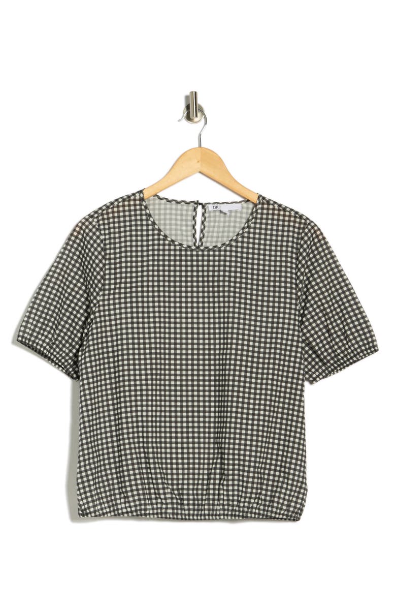 DR2 by Daniel Rainn Floral Bubble Hem Top, Main, color, Black