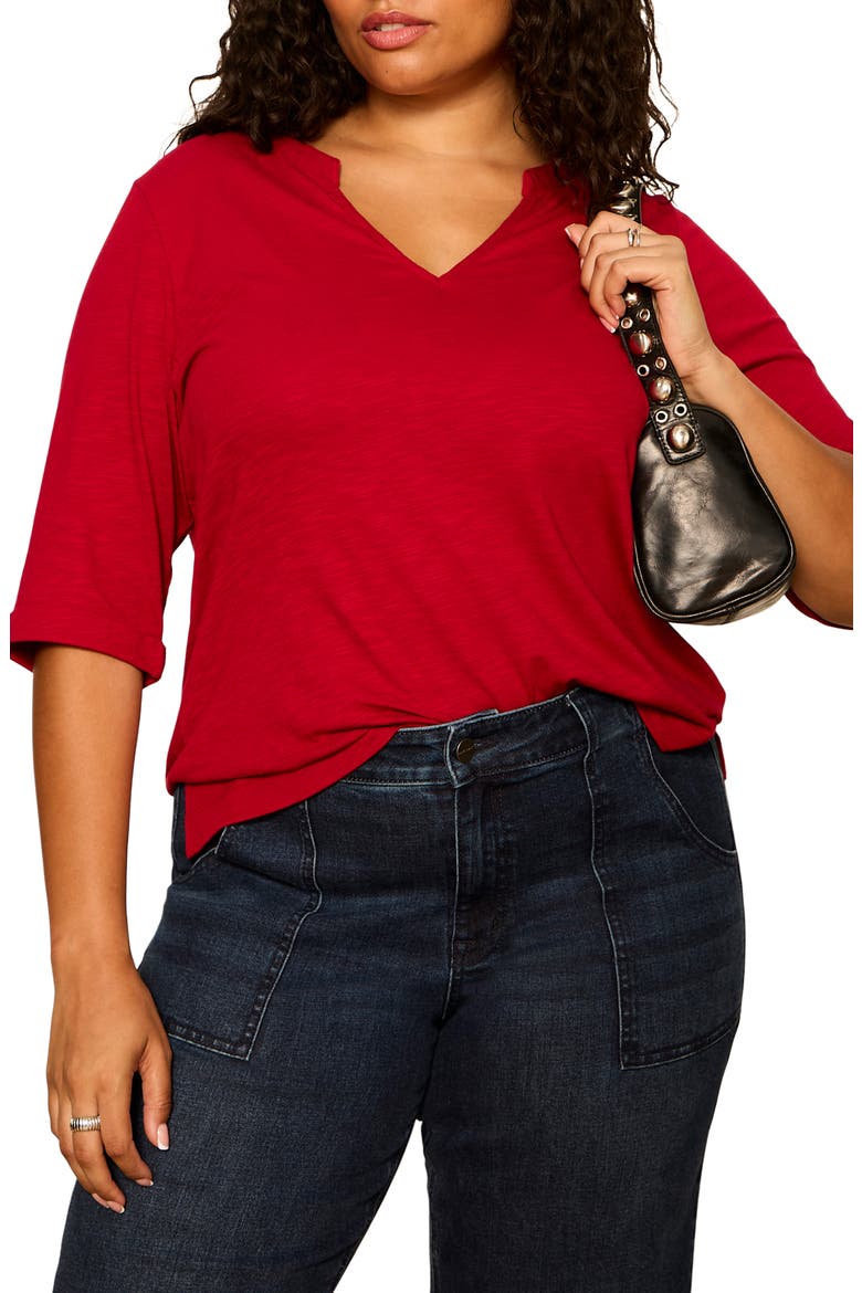 Dolce Notch Neck Top, Alternate, color, RED BERRY