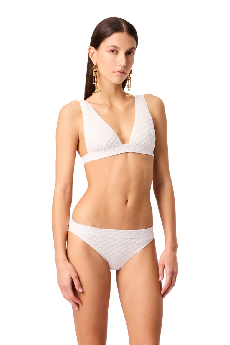 Bralette Bikini In Lamé Viscose With Raschel Workmanship, Main, color, White