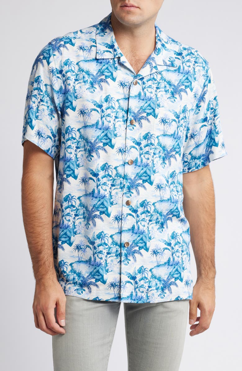 Tommy Bahama Hidden Horizons Silk Jacquard Camp Shirt, Main, color,