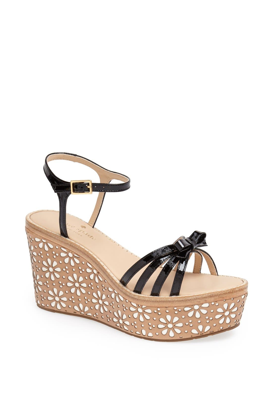 'titi' wedge sandal, Main, color, BLACK PATENT