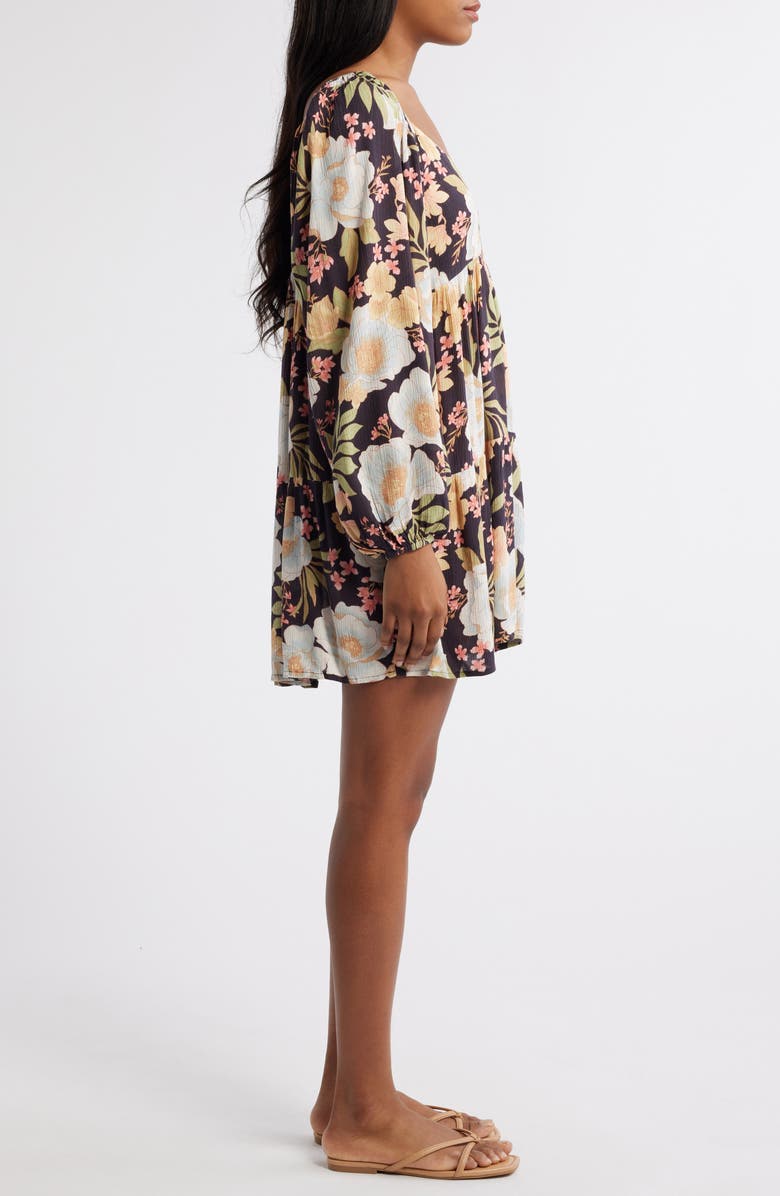 Billabong Lost Days Moon Floral Long Sleeve Babydoll Dress, Alternate, color, 