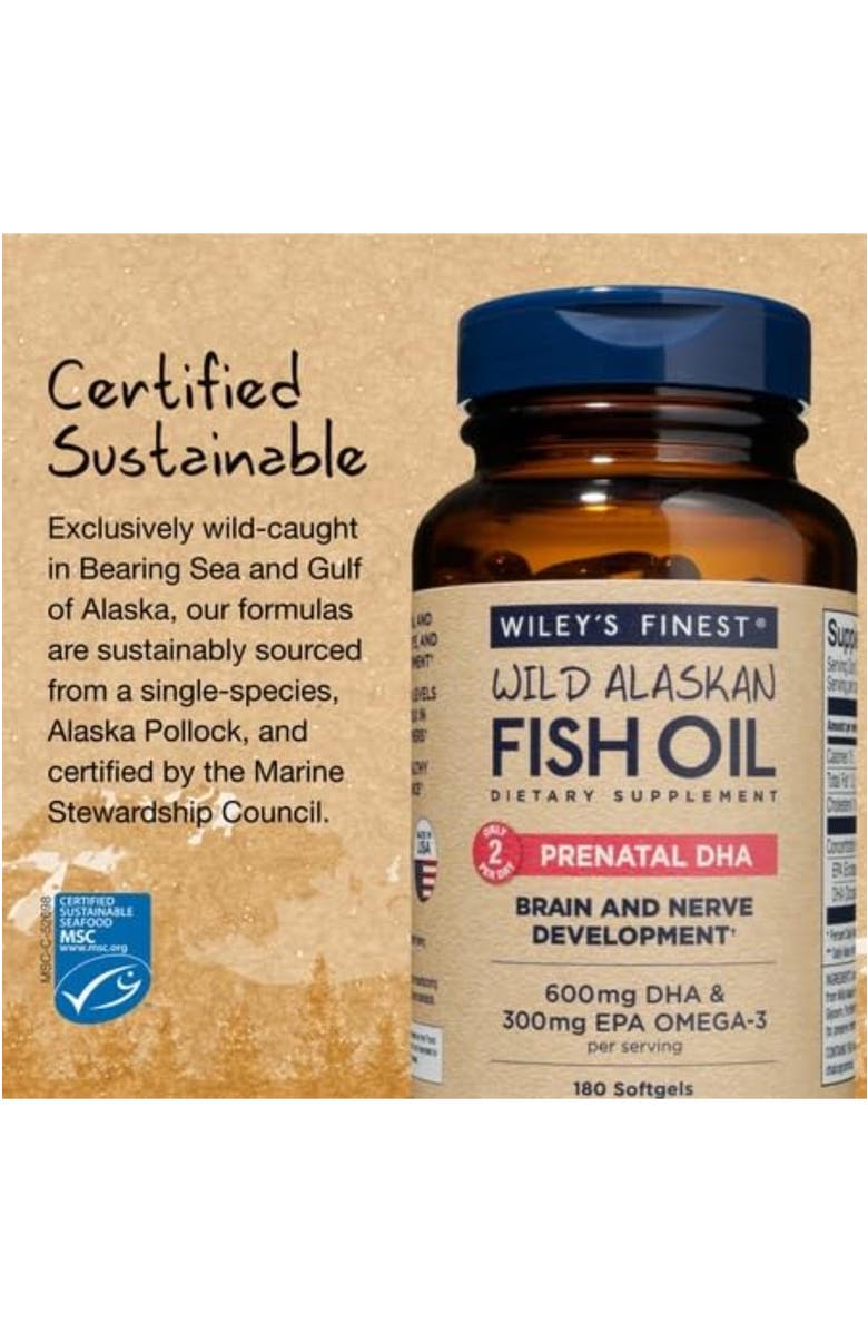 Wiley's Finest Prenatal DHA Omega-3 180 Softgels for Pregnancy and Nursing Support, Alternate, color, NO COLOR
