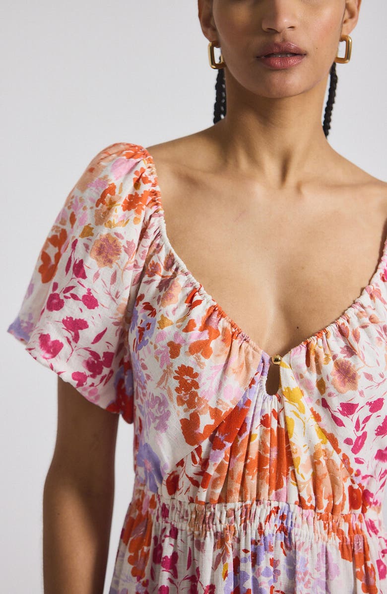 Derek Lam 10 Crosby Laine Floral Print Tiered Midi Dress, Alternate, color, Rose Multi
