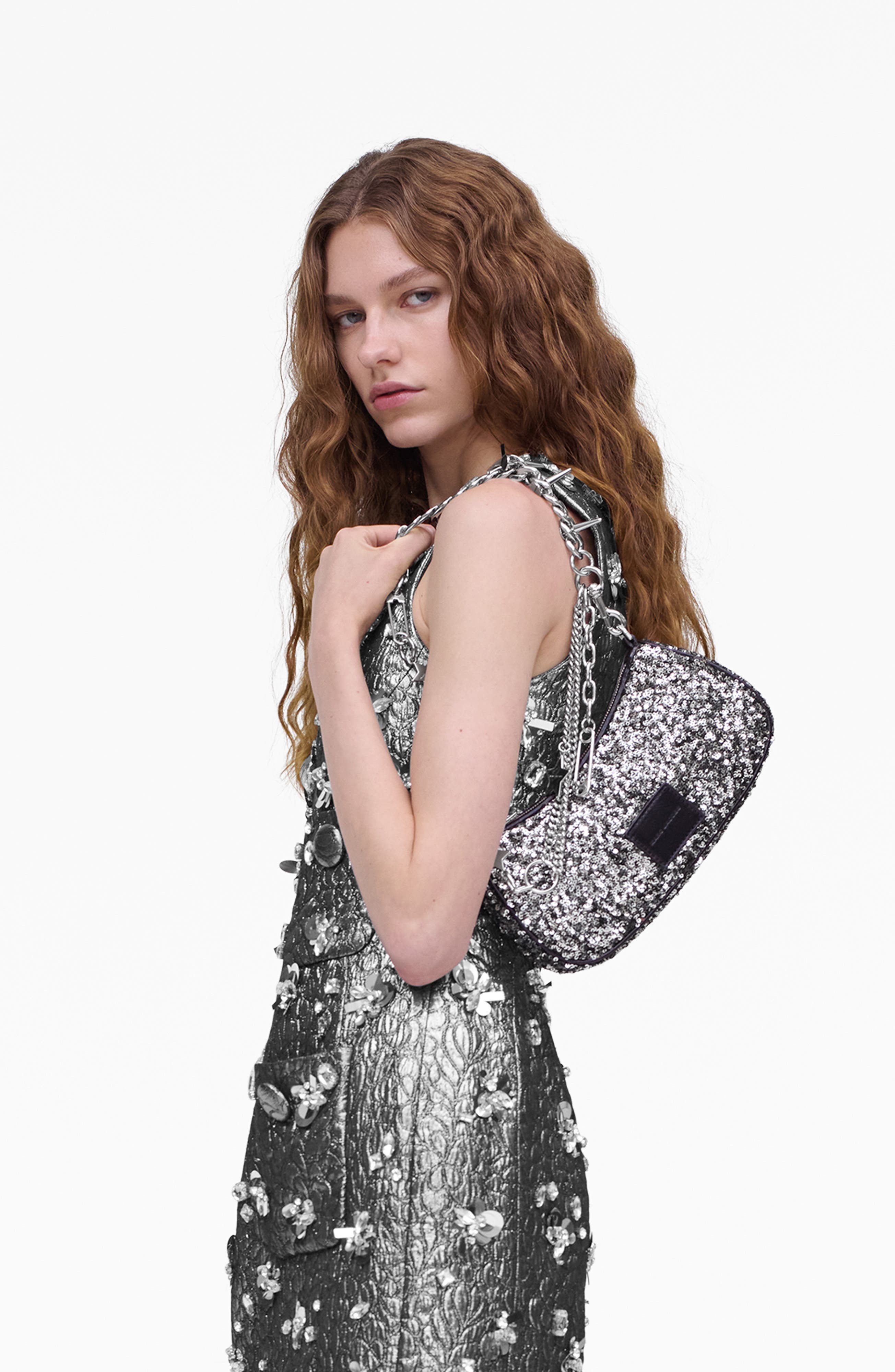 Marc Jacobs THE SHOULDER BAG, Alternate, color, Silver