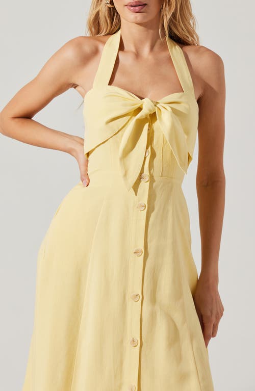 Astr Katherine Halter Neck Dress In Butter Yellow In Yellow