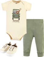 Hudson Baby Cotton Bodysuit, Pant and Shoe Set