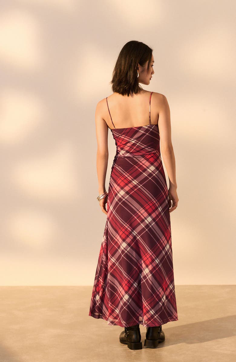 NEXT Check Mesh Maxi Dress, Alternate, color, Red
