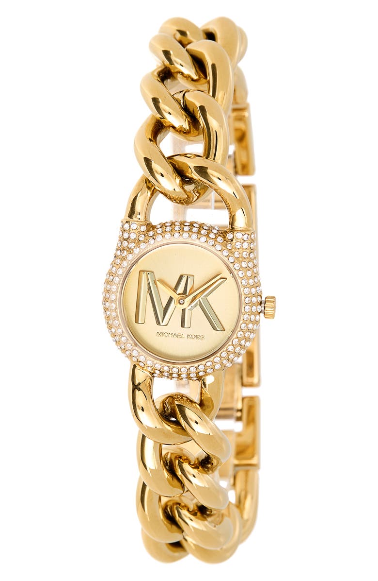 Michael Kors Pavé Crystal Bracelet Watch, 24mm, Main, color, Gold