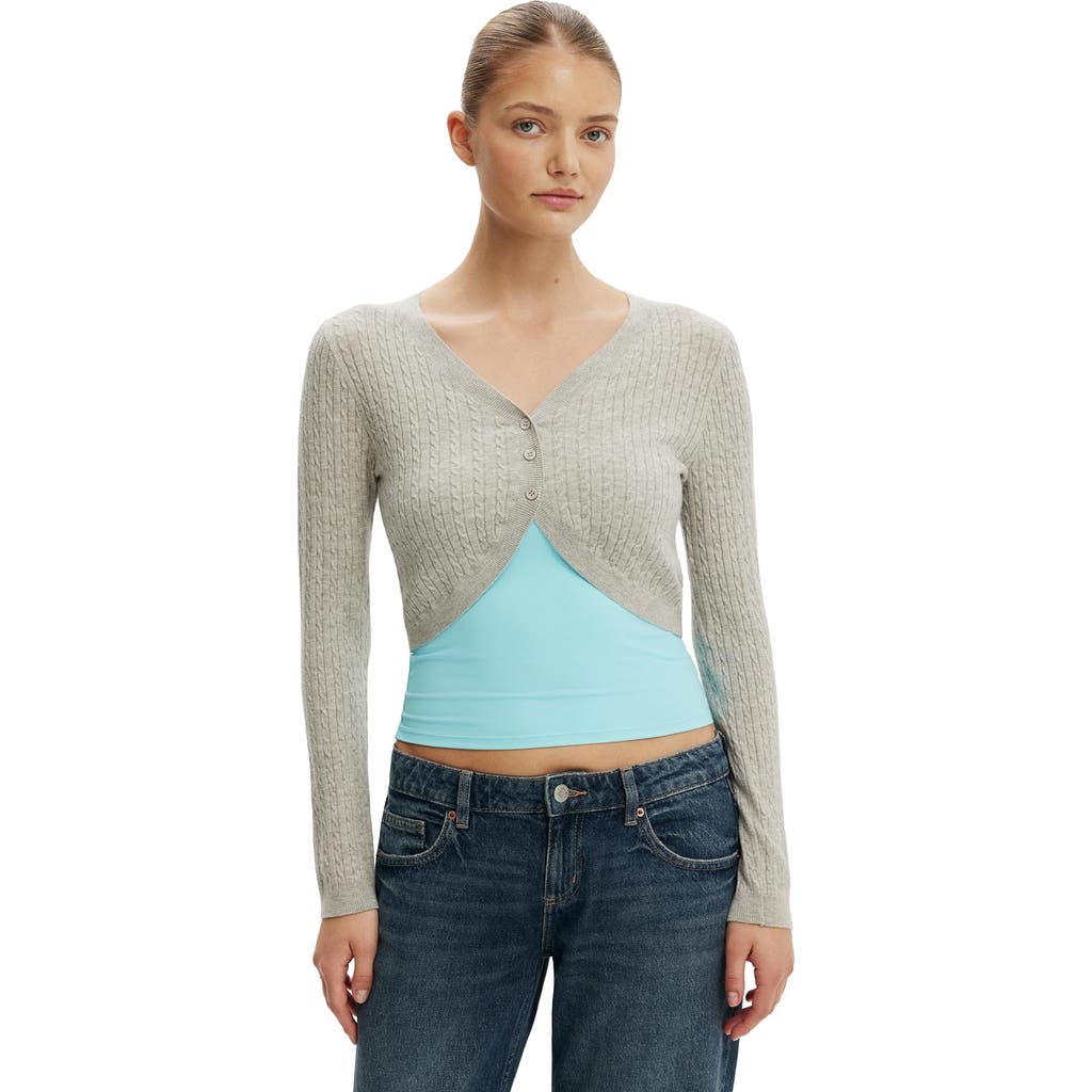 Cotton On Ls Cable Micro Cardi In Gray