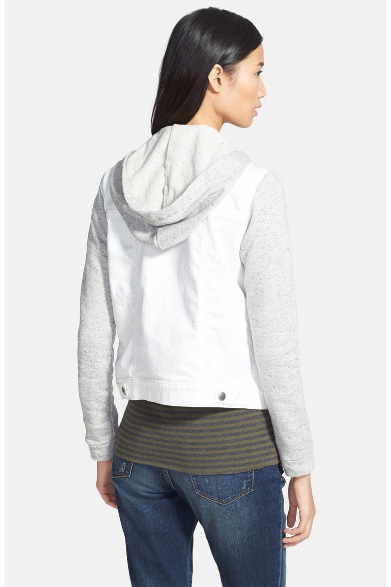 Mixed Media Hooded Jacket, Alternate, color, WHITE
