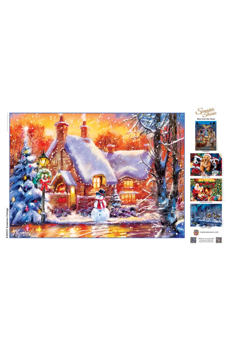 Snowman Cottage 500 Piece Glitter Puzzle, Alternate, color, Multicolor