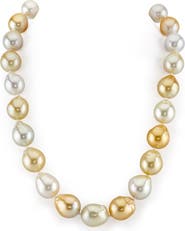 The Pearl Source 13-15mm South Sea Multicolor Baroque Pearl Necklace